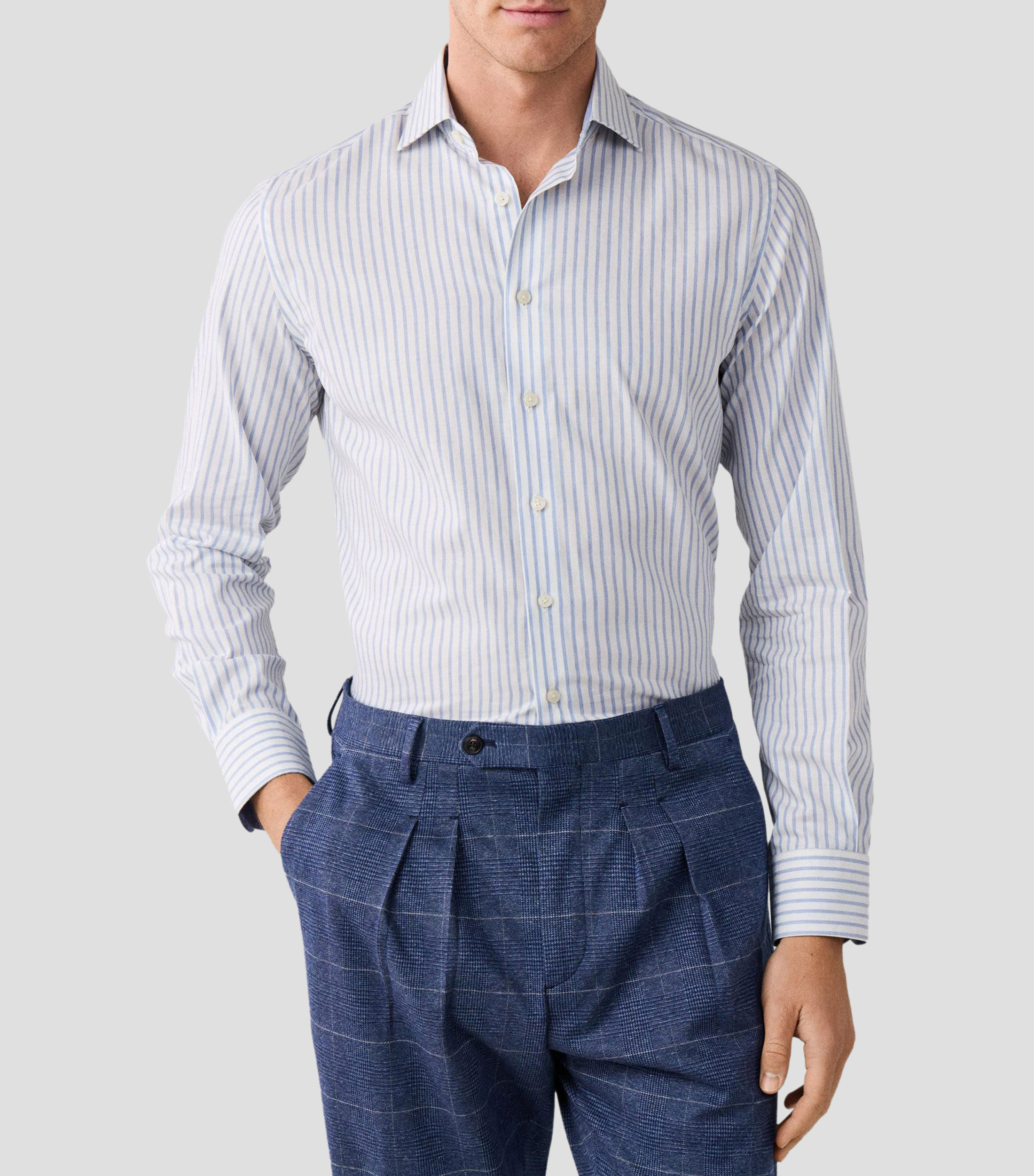Camisa con rayas manga larga Hombre